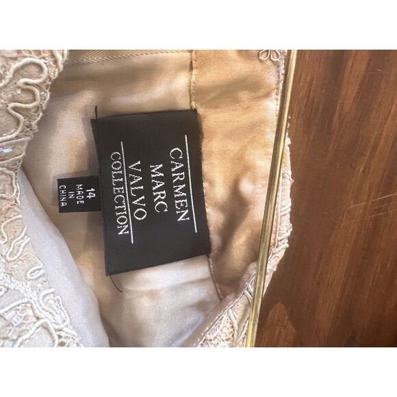 Carmen Marc Valvo Suit Womens Jacket Skirt Gold Wedding Formal VTG 14 - Picture 6 of 10